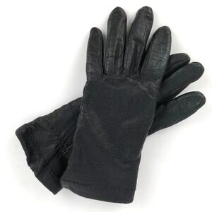 FOWNES Leather Gloves Women's Sz 7 Black Lined Perforated Driving‎ Winter Warm